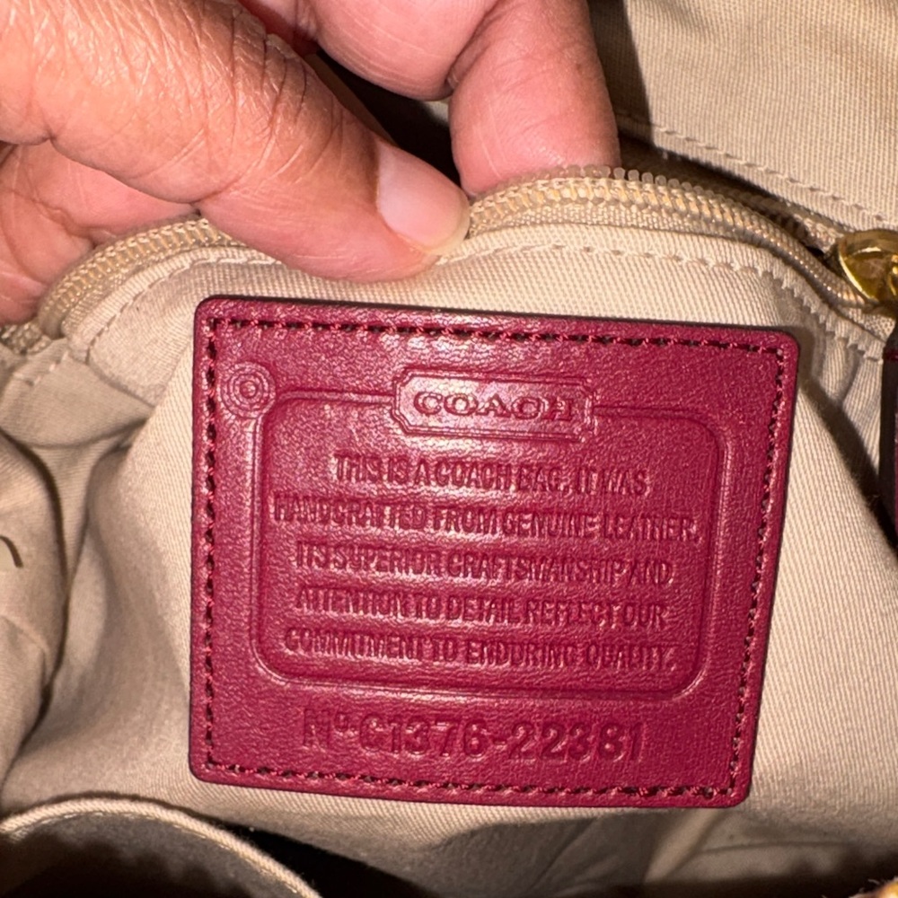 Coach Dark Red Leather Shoulder Bag with Tassels - Picture 10 of 10